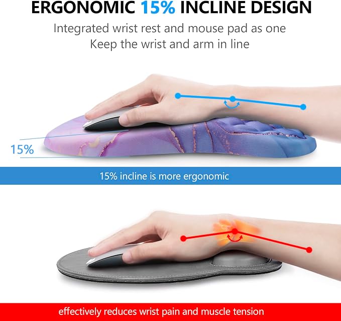 Mouse Pad Wrist Support, Laokiiy 2 in1 Keyboard Wrist Rest+ Ergonomic Mouse Pad - Image 2