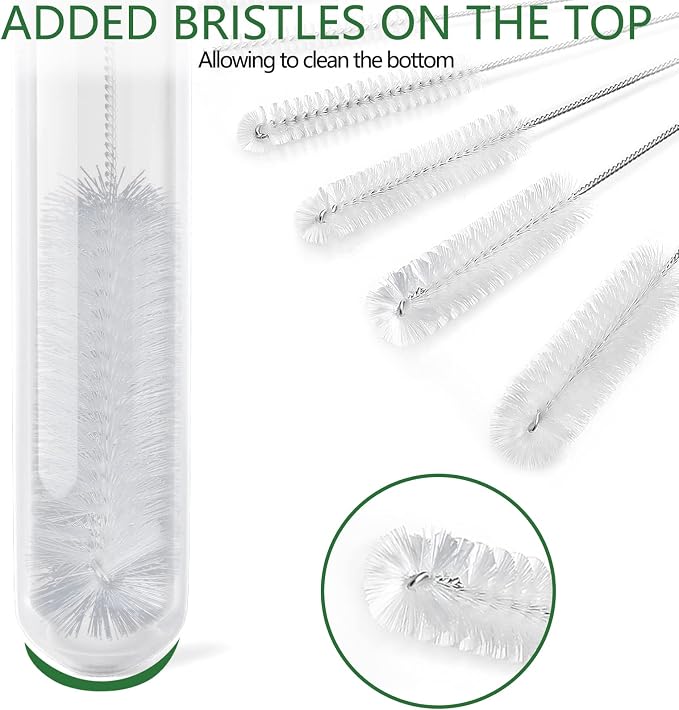 CiaraQ Bottle Cleaning Brushes, 9.8 Inch Nylon Tube Brush Set | White Cleaner - Image 3