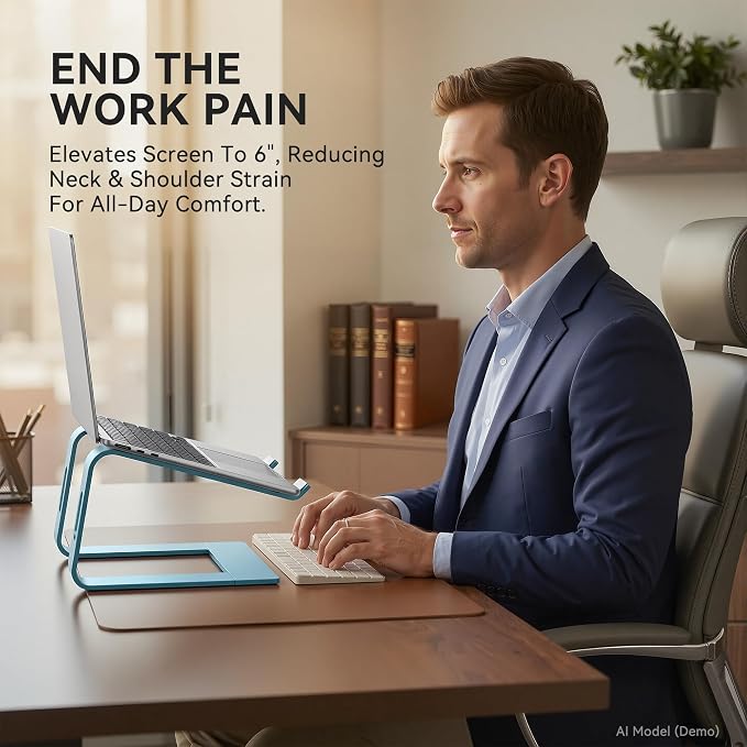 SOUNDANCE Laptop Stand, Aluminum Computer Riser, Ergonomic Laptops Elevator - Image 3