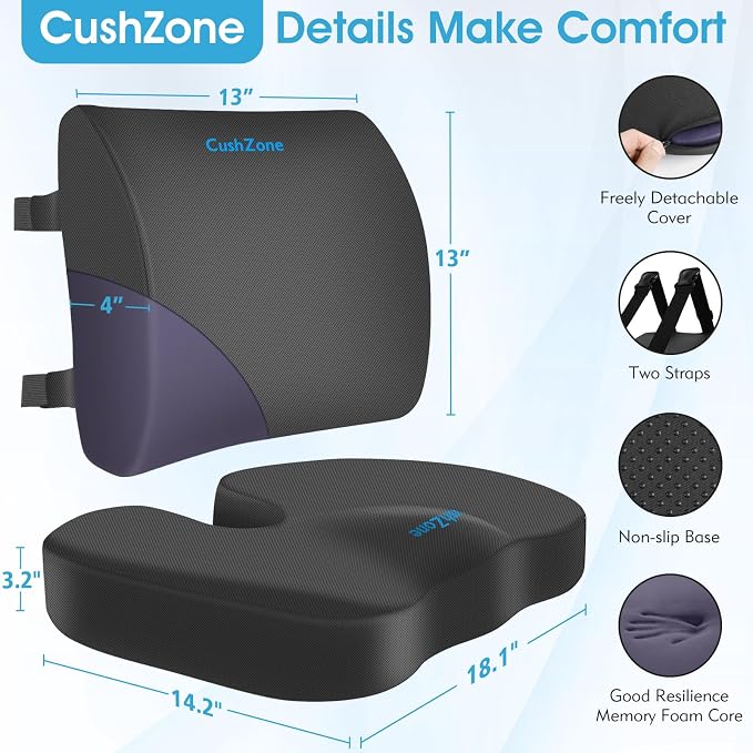 CushZone Seat Cushion, Lumbar Support Pillow - Image 3