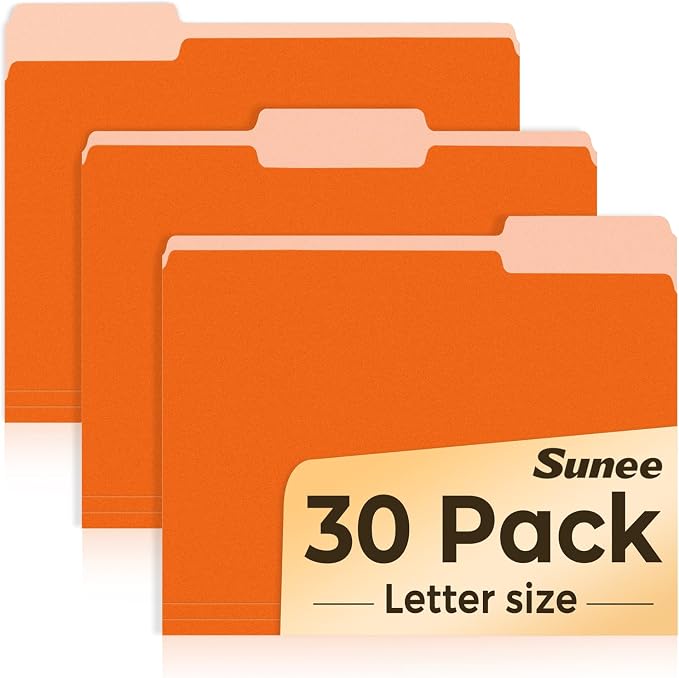 SUNEE File Folders, 30 Pack Manilla Folders 8.5 x 11, Colored File Folders Home by SUNEE