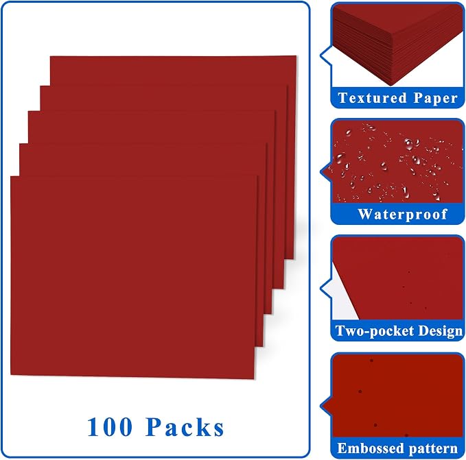 Zzrywuty 100 Packs Red Paper Folders - Image 5