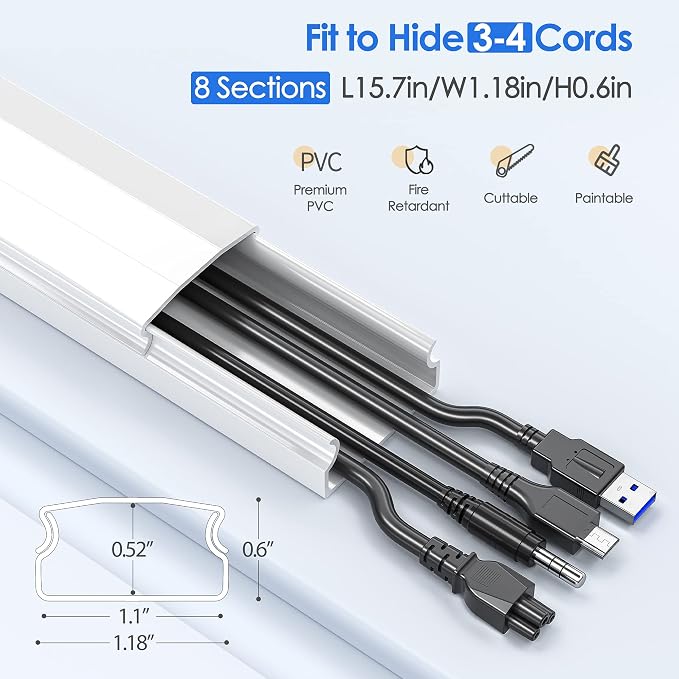 Yecaye 125in Cord Hider, Large Cord Covers - Image 2