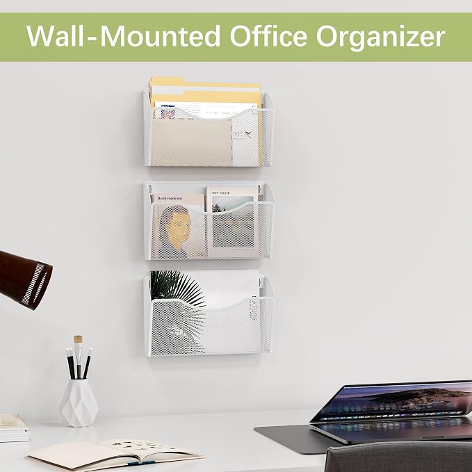 EasyPAG Wall File Organizer 3 Pack, Hanging File Organizer Wall Mount, Metal - Image 4