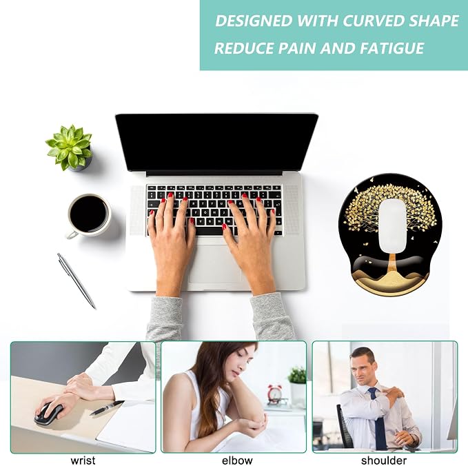 Mouse Pad with Wrist Support, Ergonomic Mouse Pad with Memory Foam Wrist Rest - Image 5