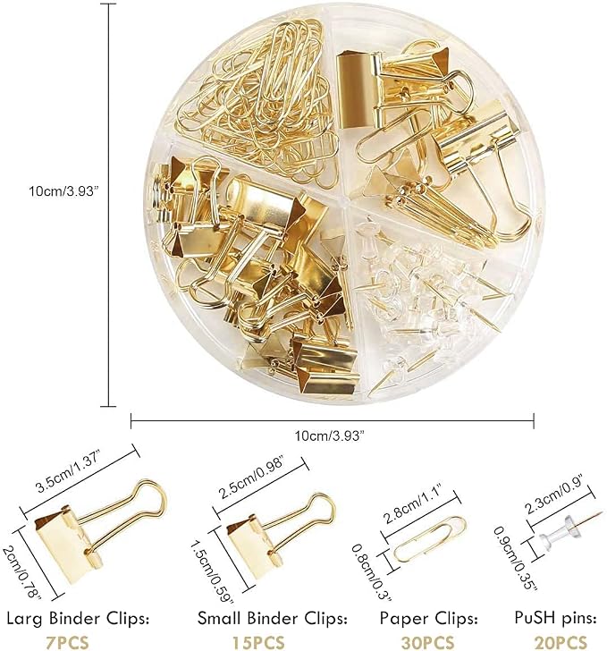 Paper Binder and Clips Set, Metal Assorted Sized Binders - Image 3