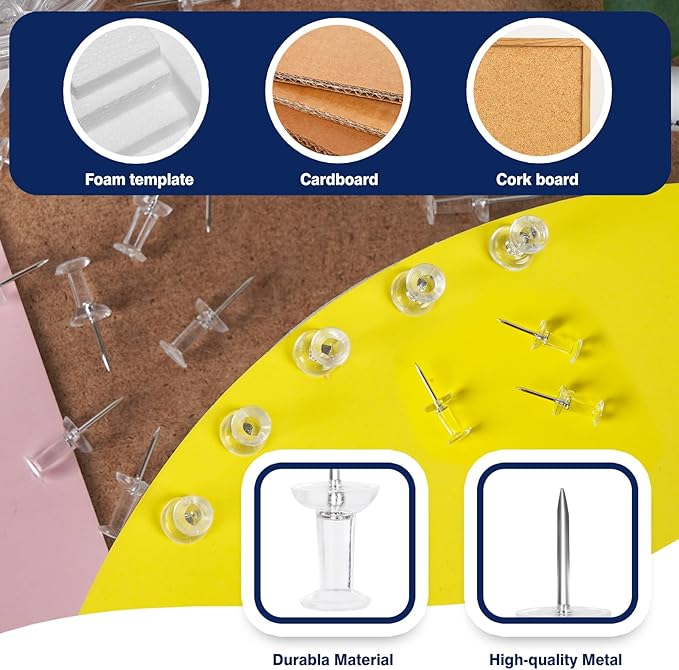 800 PCS Clear Push Pins, Standard Thumb Tacks - Image 3