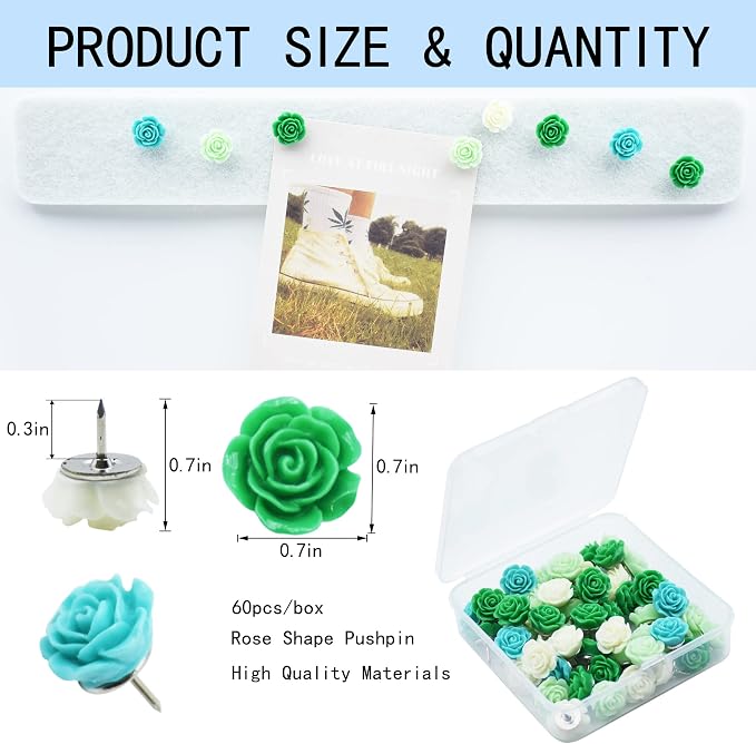 YOUDEFUL 60Pcs Decorative Pushpins, Cork Board Tacks, Bulletin Board Tacks - Image 2