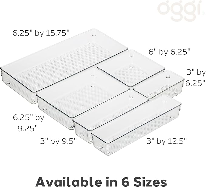 Oggi Clear Drawer Organizer | 3" X 12" | Pack of 2 | - Image 4