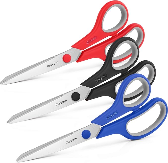 iBayam 8.5" Household Scissors All Purpose 3 Pack, Right/Left Handed - Image 2