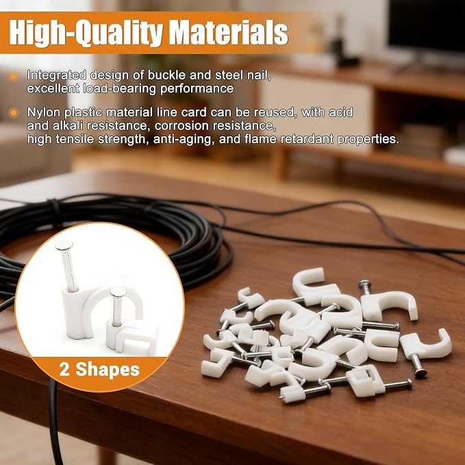 mankk 630PCS Cable Clips Nail in Cable Clips Wire Clips 4/5/6/8/10mm Round & - Image 5