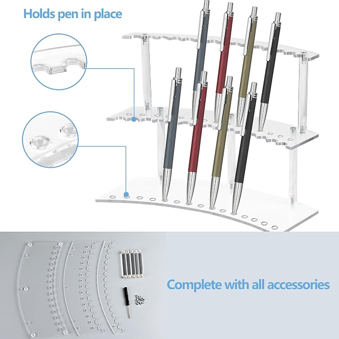 30-Slot Acrylic Pen Holder & 2 Tier Detachable Display Stand - Image 3