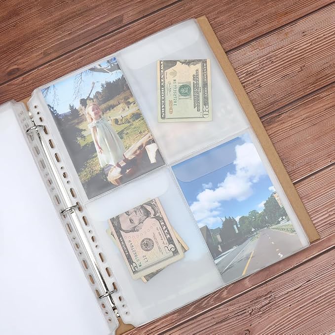 Mogoostry A4 Binder Pockets Zipperless Cash Envelopes 4 Pocket Binder Sleeves - Image 6