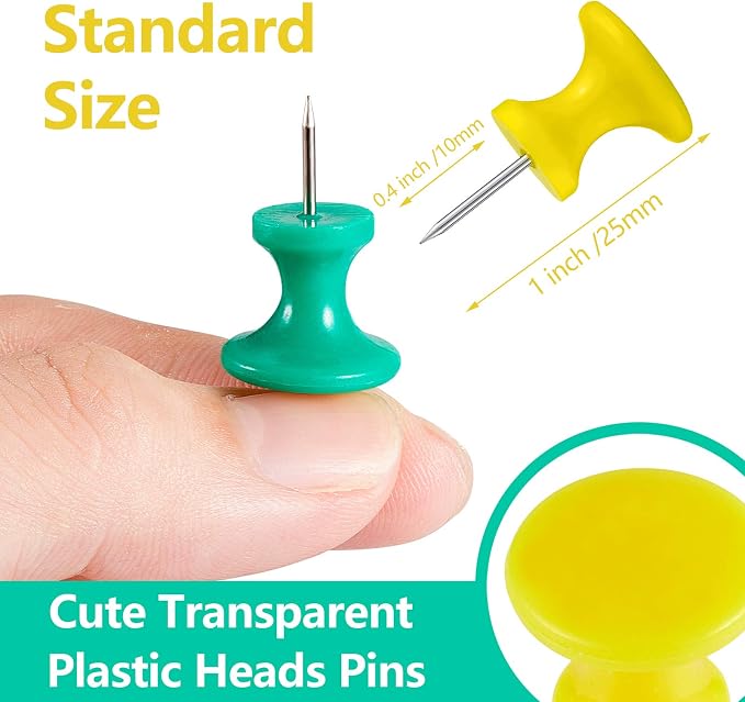 Outus 100 Pcs Giant Push Pins Large Thumb Tacks Plastic Heads 1 Inch Jumbo Push - Image 2