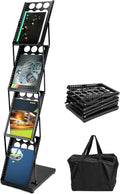 QWORK Magazine Brochure Display Rack Stand, 4 Pocket Foldable Literature by QWORK