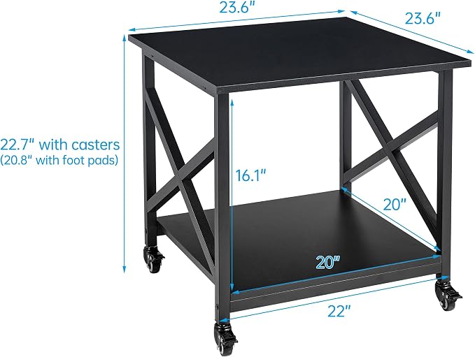 Fannova 2 Tier Large Printer Stand, 23.6 x 23.6 x 22.6 Inches Square Printer - Image 3