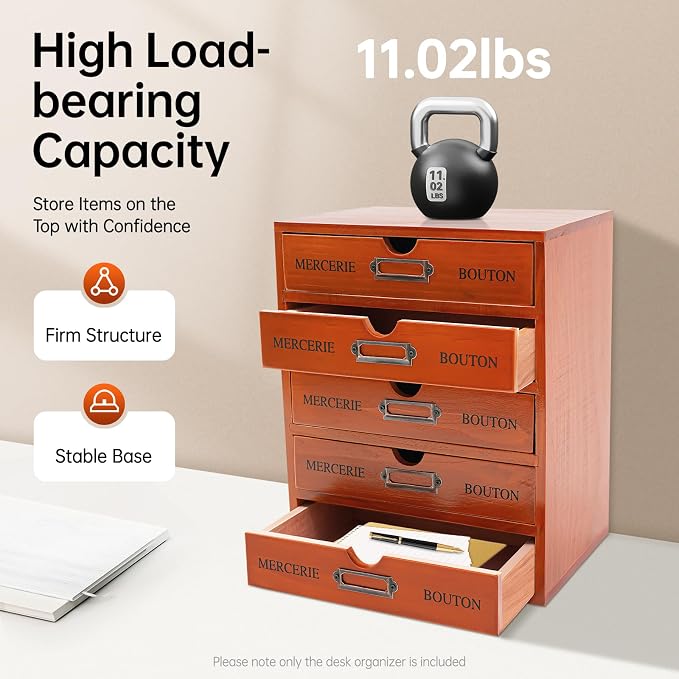 Desktop Storage Box, Desk Organizer Drawer, Office Supplies Countertop Drawer - Image 4