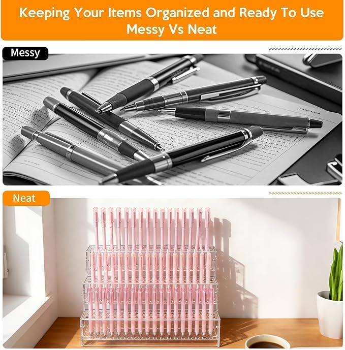 144-Slots Pen Holder for Craft Shows, 3-Tier Acrylic Pen Display Stand Holders - Image 3