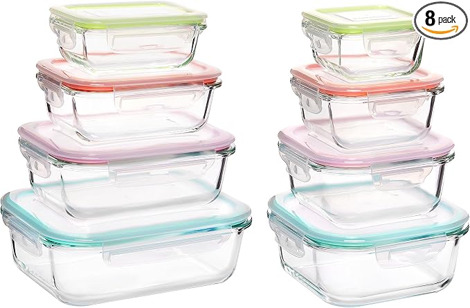 Vtopmart 8 Pack Glass Food Storage Containers by Vtopmart
