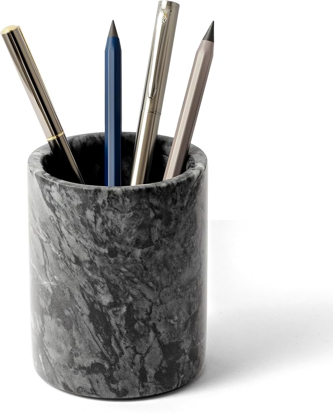 Pen Holder Stand Italy Natural Premium True Marble Makeup Brush Holders by WORHE