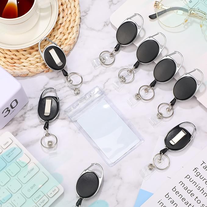 Laumoi 150 Packs Retractable ID Badge Holder Name ID Badge Reel Clips Keychain - Image 6