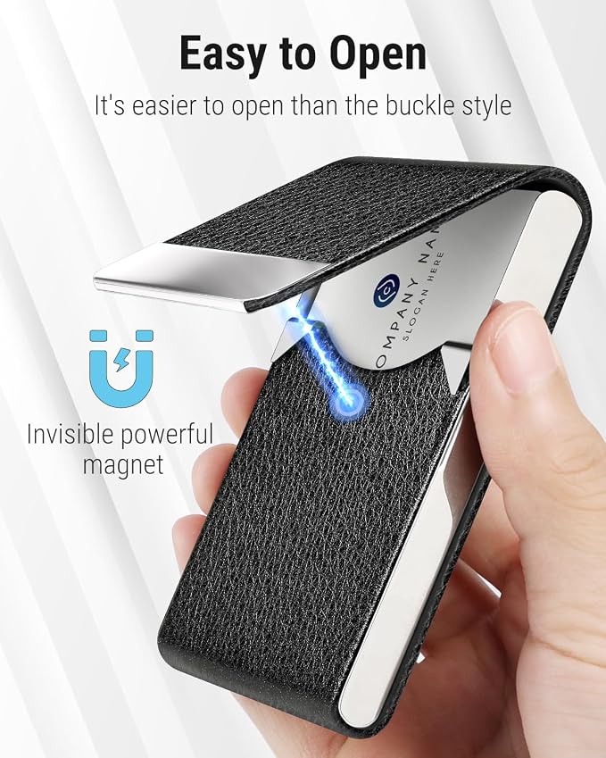 MaxGear Business Card Holder, PU Leather Business Card Case Pocket Card Holders - Image 3