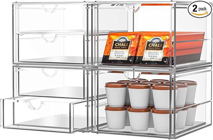 caktraie Acrylic Makeup Organizer, 4 Pack Drawer Organizer by shoeboxesanddeskorganizers
