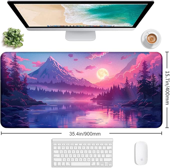 Sunset Mountain Landscape Extended Mouse Pad Game Office Sewing Table Mat | - Image 2