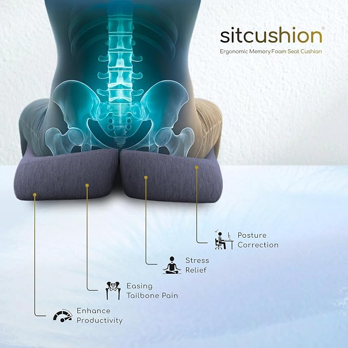 SitCushion Car Seat Cushion for Long Driving – X Large Memory Foam Seat Cushion - Image 5