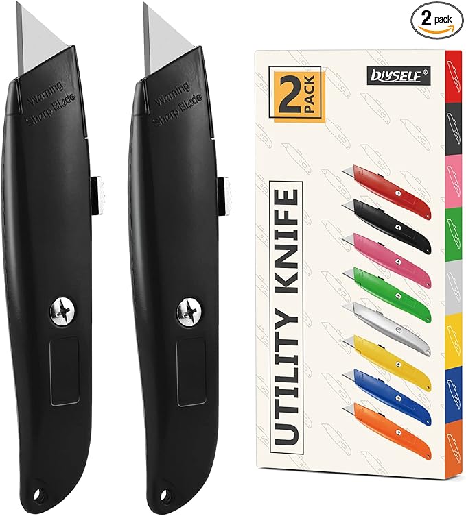 DIYSELF 2Pack Utility Knife Box Cutter Retractable Blade Heavy Duty PVC Pipe by DIYSELF