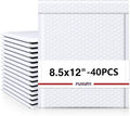 Fuxury Bubble Mailers 8.5x12” White Padded Envelopes 40 Pack Usable Size by Fuxury