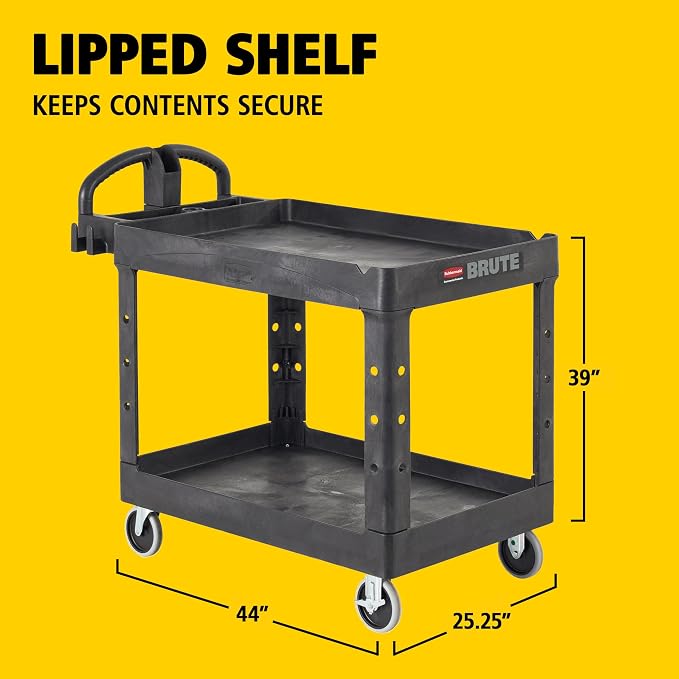 Rubbermaid Commercial Products 2-Shelf Utility/Service Cart, Lipped Shelves - Image 10