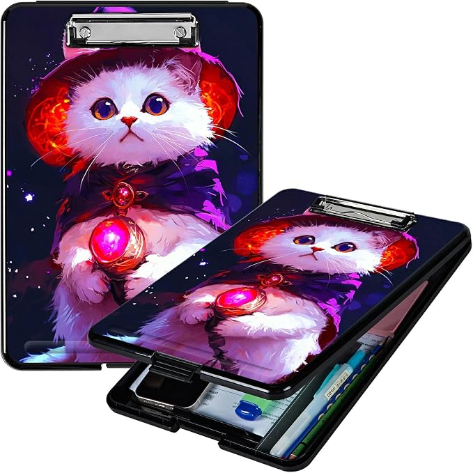 Purple White Cat A4 Clipboard by Unknown