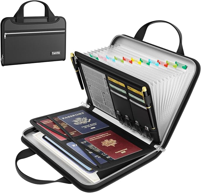 Tamfile Accordion File Organizer, Enhanced Fireproof Important Document by Tamfile