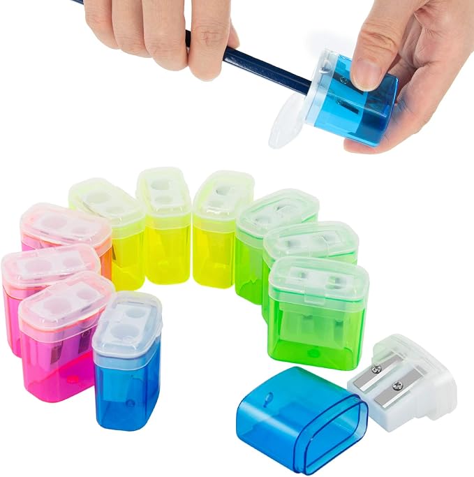 KIDMEN 12 PCS 2 Holes Small Manual Pencil Sharpener by KIDMEN