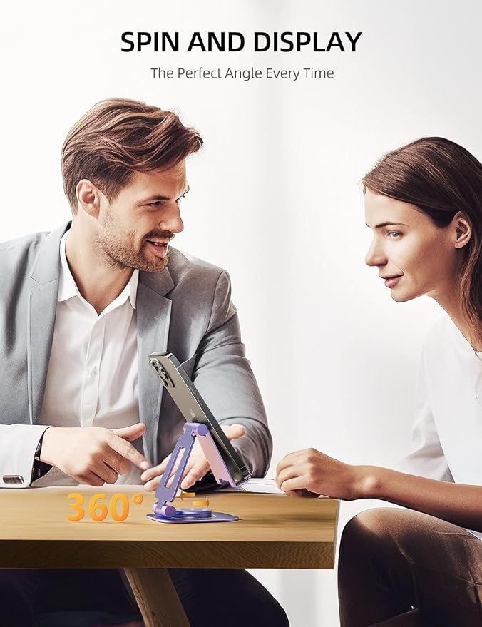 Nulaxy Rotatable Cell Phone Stand, Fully Adjustable Foldable Desktop Phone - Image 2