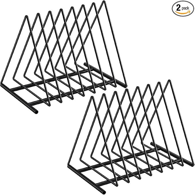 2 Pack Triangle Desk File Organizer, 7 Slots Metal File Sorter Magazine Holder by Fun+storage