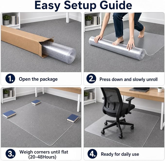 Office Chair Mat for Carpet: 36" x 48" Plastic Heavy Duty Computer Desk Mats - Image 6