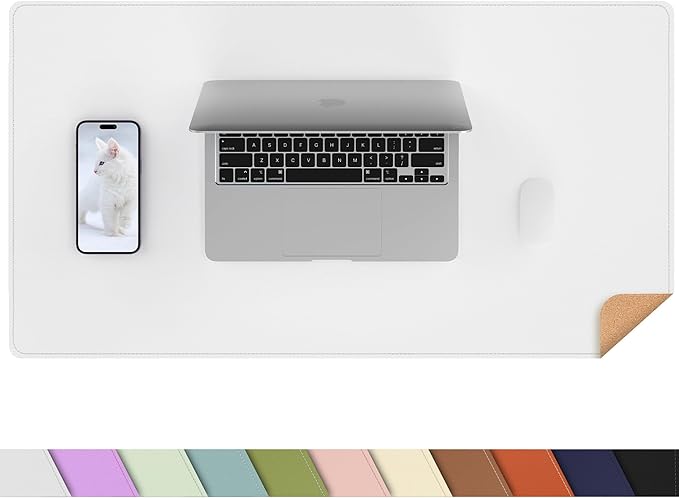 AFIING Cork Desk Mat 23.6 x 13.7, Dual-Sided Cork & PU Leather Desk Pad by AFIING