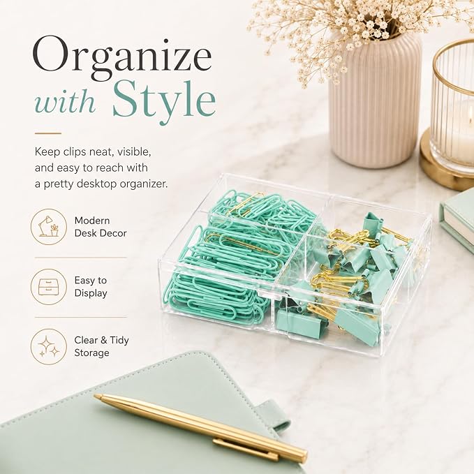 Cute Paper Clips Binder Clips Combo Set, Cute Office Supplies Set - Image 2