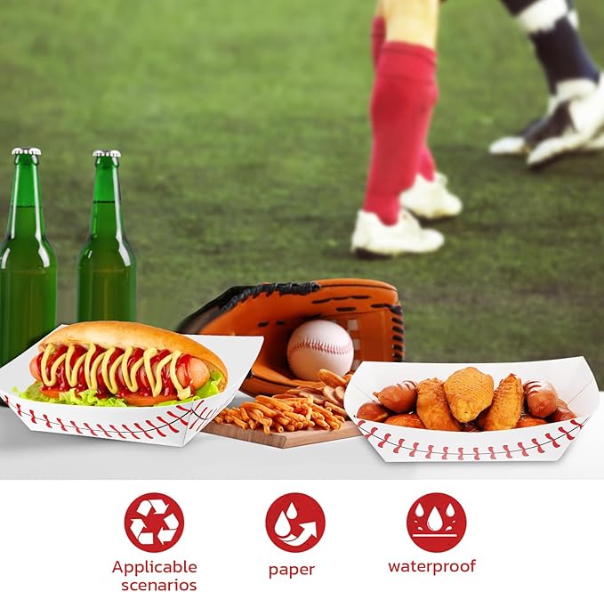 Roshtia 100 Pack Baseball Party Supplies Paper Food Trays Disposable Serving - Image 5