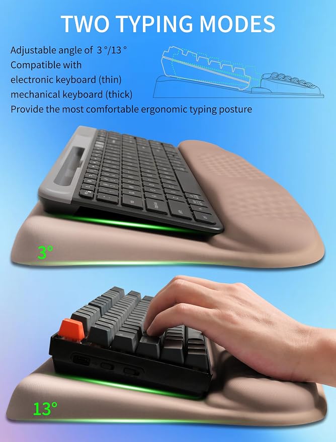 Ergonomic Wave Wrist Rest with Keyboard Stand, Cushioned Palm Rest, Comfortable - Image 2