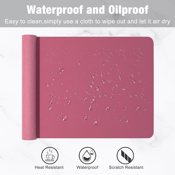 Hsurbtra Desk Pad, 23.6" x 13.8" PU Leather Desk Mat, M Extended Mouse Pad - Image 5