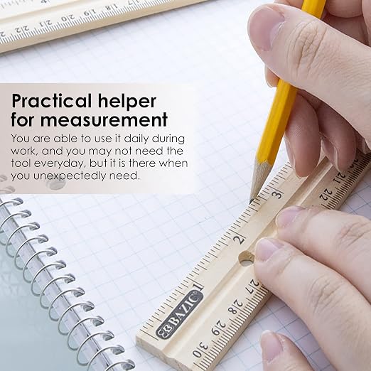 BAZIC Products 12 in Wooden Ruler, Inch & Metric, 288-Case | 12 in; clear inch - Image 3