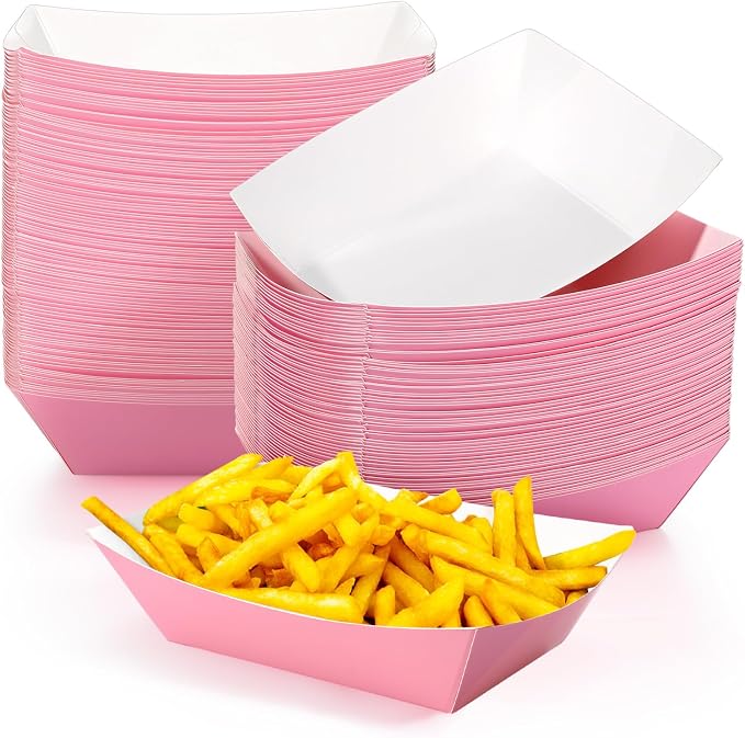 Yinkin 100 Pcs Paper Boat Food Trays 1 lb Disposable Nacho Trays Kraft Paper by Yinkin
