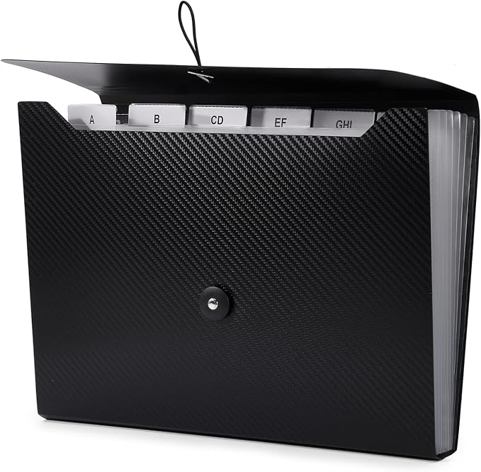 Cesil Black 7-Pocket Expanding File Folder, Polypropylene by CesilOfficeSupplies