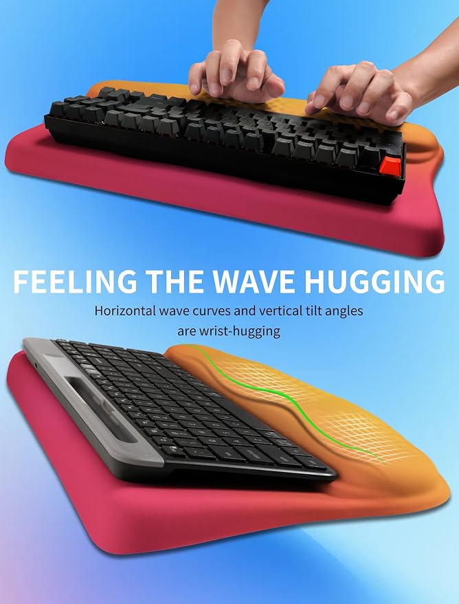 Ergonomic Wave Wrist Rest with Keyboard Stand, Cushioned Palm Rest, Comfortable - Image 4