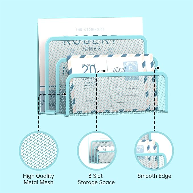 SUPEASY Mail Organizer for Desk, Mesh Metal Mail Holder Countertop - Image 4