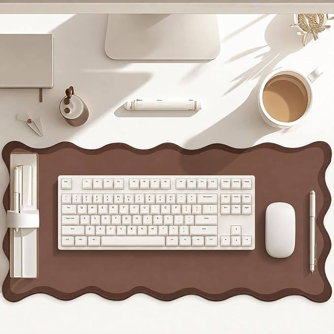 Hahafelt Scalloped Desk Mat Large Desk Pad Cute Coquette Table Mat Back to - Image 6