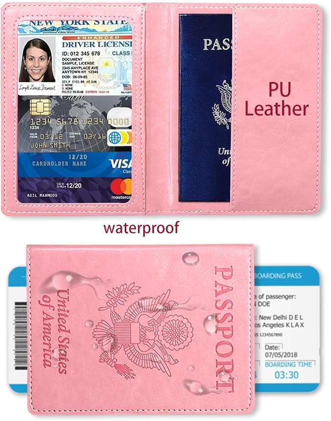 Sizobi PU Passport Holder for Travel, Passport Cover Wallet for Women Men - Image 2